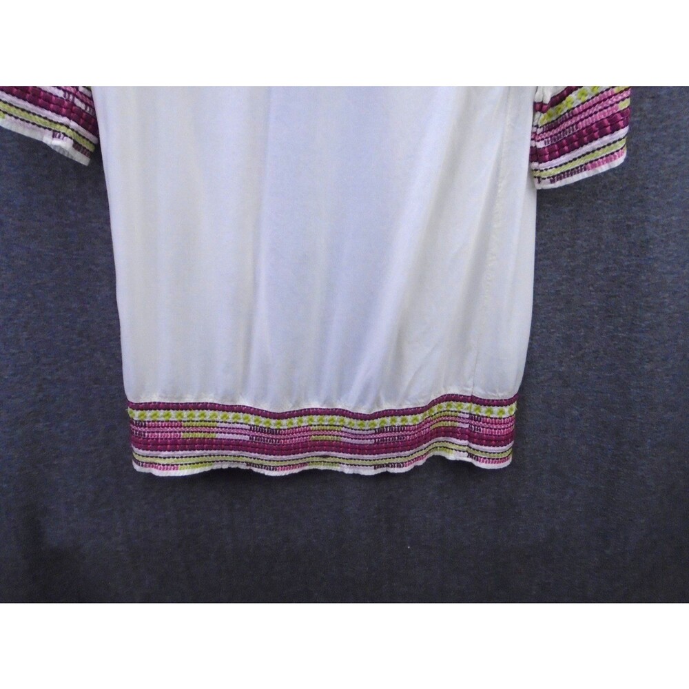Ariat Womens Medium Boho Tasseled Cardigan Duster Embroidered Ivory 100% Rayon - Picture 10 of 11